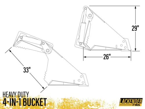 Lackender by ECS Heavy Duty 4-in-1 Bucket Skid Steer Attachment Dimensions