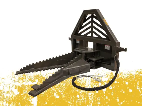 Skid steer tree puller attachment | Lackender by ECS Tree Shark Tree Puller and Stump Remover for Skid Steer