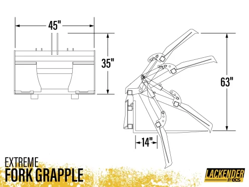Lackender by ECS Extreme Fork Grapple Skid Steer Attachment Specs